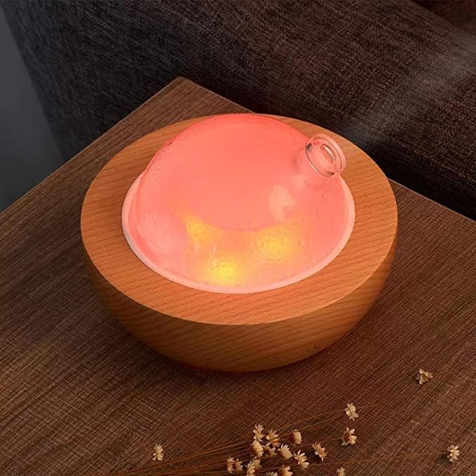Glass Essential Oil Diffuser,Real Wood Base,The 2025 Upgrade Aromatherapy Diffuser,Aroma Diffuse Humidifier,LED Light in 7 Colors，Suitable for Home Office Bedroom（Non-Glass Reservoir） - Image 2