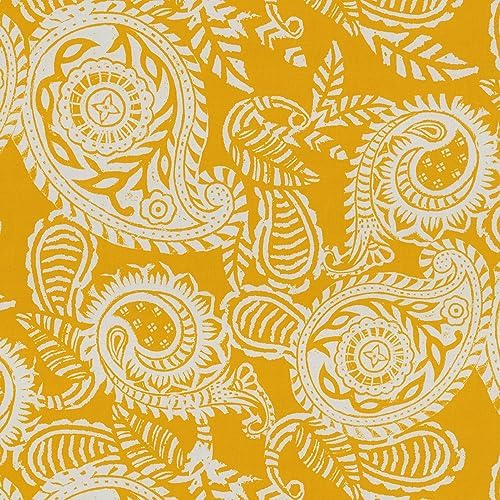 Pillow Perfect Paisley Indoor/Outdoor Accent Throw Pillow, Plush Fill, Weather, and Fade Resistant, Floor - 25" x 25", Yellow/Ivory Addie, - Image 3