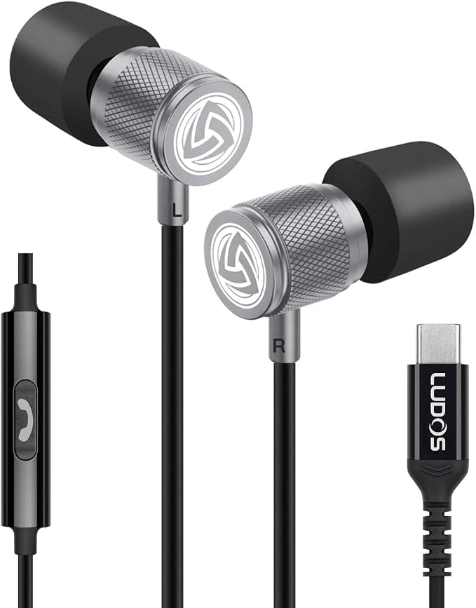 LUDOS Ultra USB C Headphones for iPhone 17 16 15 Pro Max Plus Air iPad Pro, 5 Years Warranty, Magnetic USB-C Earbuds for Samsung Galaxy S24 S23 Ultra S22 S21 FE S20 A55 A54 A53, USB Type C Earphones by Ludos