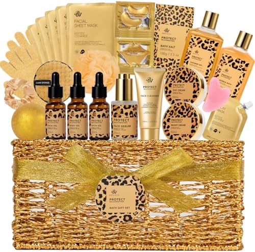 Gifts for Women, Honey Almond 32 Pcs Bath & Body Gifts Basket for Women by RAROSAACCA