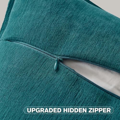 FUTEI Pack of 2 Chenille Throw Pillow Covers 24x24 Inch, Teal - Image 3