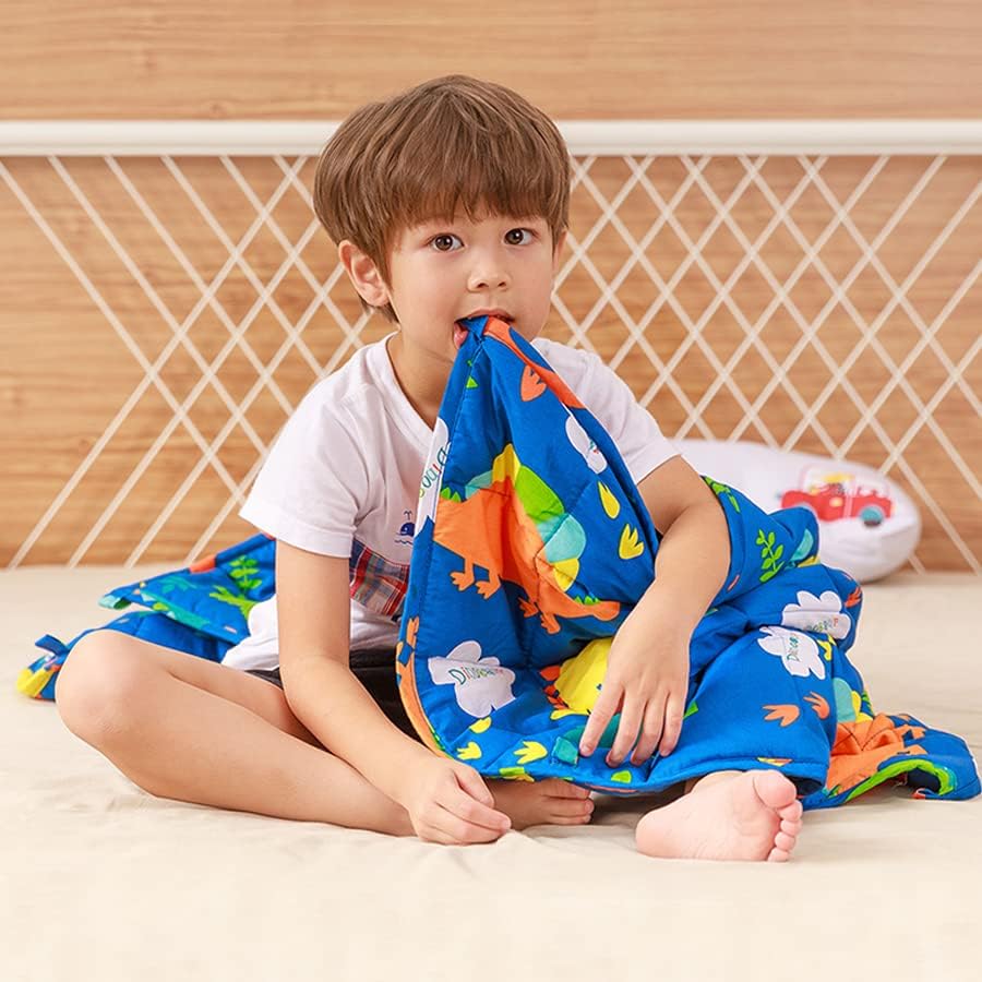 Sivio Cotton Weighted Blanket for Sleeping, 36"x48" 3 lbs, Blue Dinosaur - Image 2