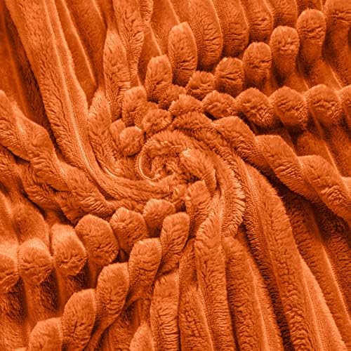 Bnuitland Orange Fleece Throw Blanket 90"x90",300GSM Large Big Soft Cozy Warm Lightweight Stripe Pattern for Bed Sofa Home Decor,Suitable for Adults Family All Season - Image 6