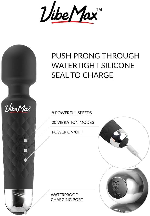 VibeMax Rechargeable Personal Massager - Powerful Multi Speed Vibration - Whisper Quiet - Waterproof - for Muscle Tension Relief in Neck, Back, Shoulders, Legs and Feet - Black - Image 4