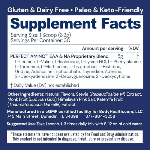 BodyHealth PerfectAmino Powder - BCAA and EAA Powder for Pre and Post Workout - Amino Acid Energy Drink for Men and Women to Support Lean Muscle and Recovery - Vanilla - 30 Servings - Image 2