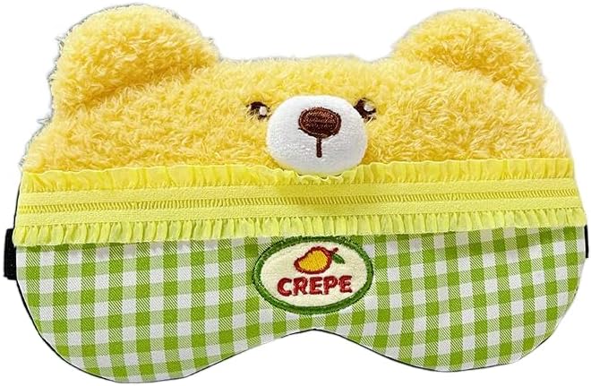 PERFECTSIGHT Sleep Eye Masks, Cute Plush Sleep Eye Cover Lightweight Adjustable Eyeshade Faux Fur Mask Cover for Women Men Kids Sleep Travel Nap, Cake Bear by PERFECTSIGHT