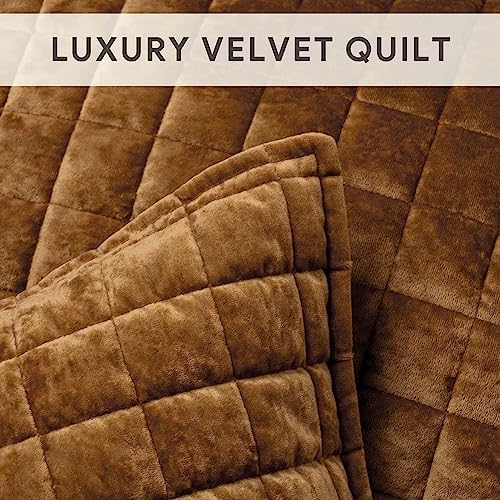 RECYCO Velvet Quilt Set, Oversized California King 118"x106", Caramel Gold - Image 5