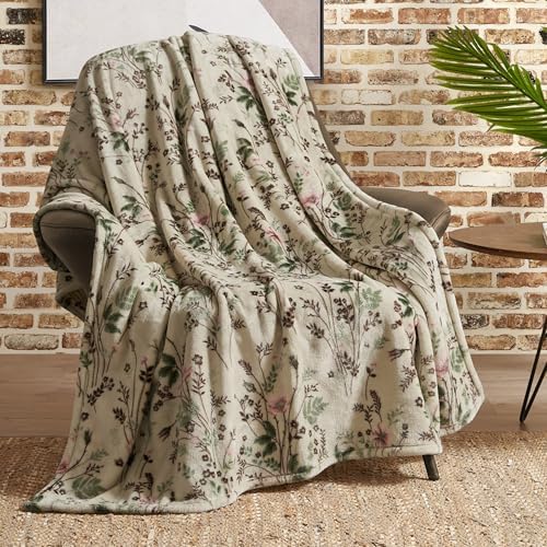 Lucky Brand Wildflower Beige Floral 50"x70" Cozy Plush Blanket - Premium Microfiber Throw for Luxurious Comfort and Style - Image 3