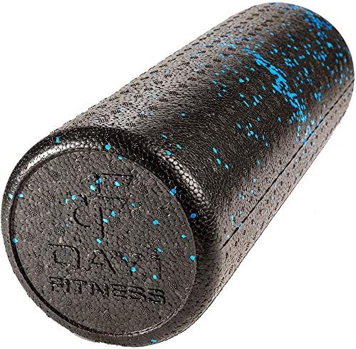 Day 1 Fitness High Density Muscle Foam Rollers - Sports Massage Rollers for Stretching, Physical Therapy, Deep Tissue, Myofascial Release - Ideal for Exercise and Pain Relief - Speckled Blue, 18” by Day+1+Fitness