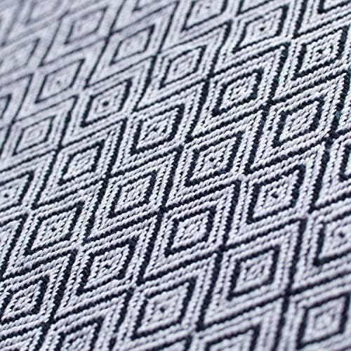 Americanflat 50x60 Throw Blanket - Soft and Breathable Cotton Throw Blanket for Couch, Bed, Chair - Decorative Blankets Perfect for Home or Outdoor Use - Navy Blue and White Double Diamond Design - Image 3