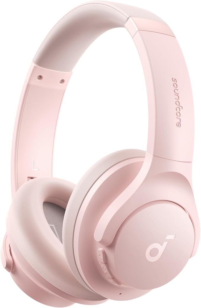 Soundcore by Anker Q20i Hybrid Active Noise Cancelling Headphones, Pink | Over-Ear, Bluetooth, 40H ANC Playtime, Hi-Res Audio, Big Bass, Transparency Mode, Customize via App, Travel, Home, Office by Unknown