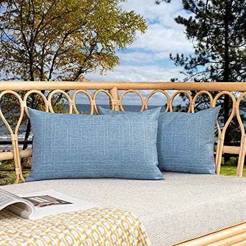Kevin Textile Outdoor Waterproof 12”x24” Pillow Covers 2 Pack, Light Blue by KevinTextile