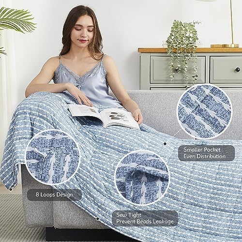 L'AGRATY Weighted Blanket - 48"x72" 15lbs Cooling Breathable Heavy Blanket Microfiber Material with Glass Beads for Adult All-Season Summer Fall Winter Soft Thick Comfort - Image 4