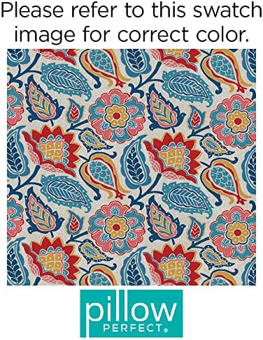 Pillow Perfect Bright Floral Indoor/Outdoor Accent Throw Pillow, Plush Fill, Weather, and Fade Resistant, Throw - 16.5" x 16.5", Blue/Red Moroccan Flowers, 2 Count - Image 3