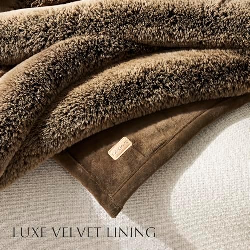 EVERGRACEHOME Faux Chinchilla Fur Throw Blanket, 50"x60", Brown Sable - Image 7