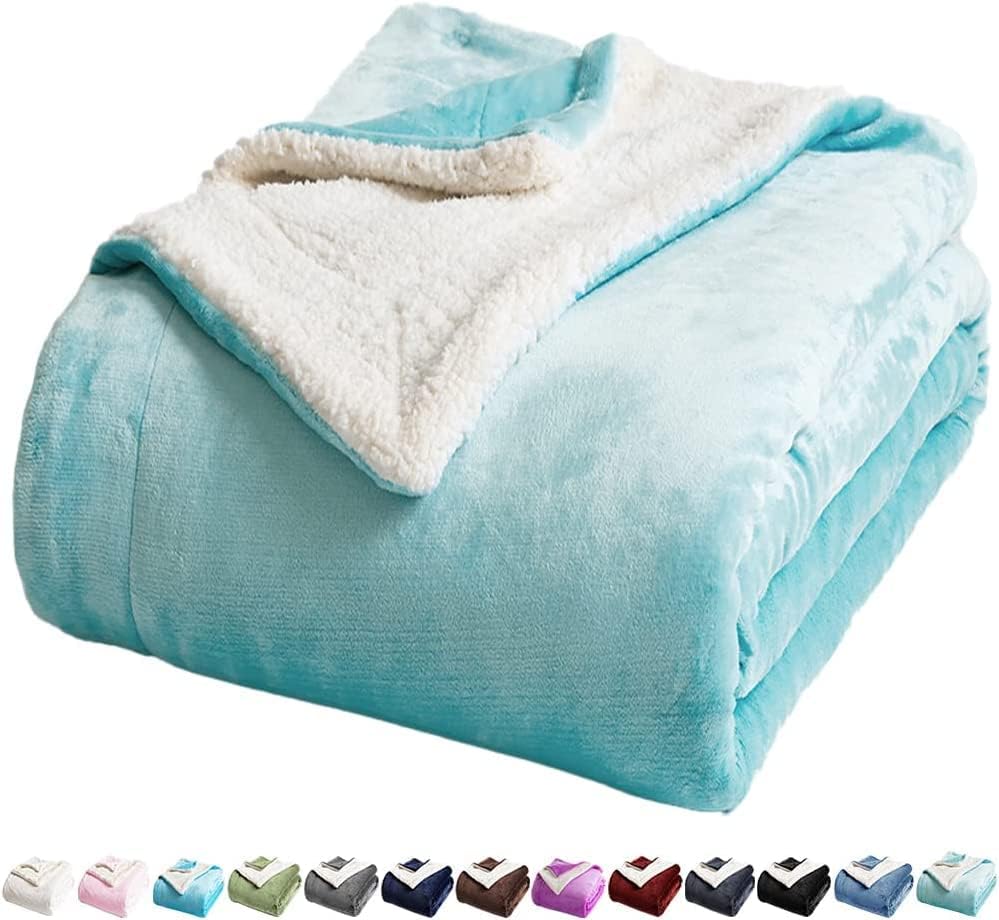 LBRO2M Sherpa Fleece Bed Blanket Super Soft Plush Warm Throw Queen 90"X90" by LBRO2MBedding