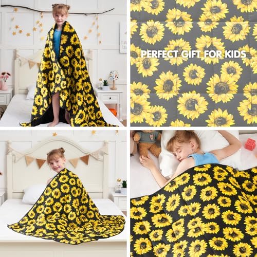 yescool Weighted Blanket 10 Pounds Twin Cooling Weighted Lap Blanket, Sunflower Heavy Blanket for Sleeping, Weighted Throw Blanket Gifts for 80-110lbs, 48"x72" - Image 4