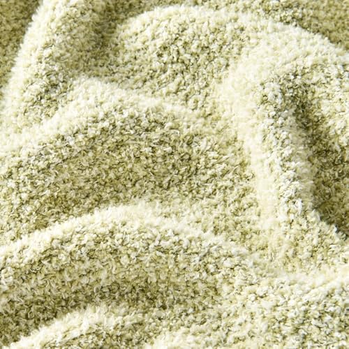 CozeCube Reversible Knitted Throw Blanket, Sage Green White Melange 60"x80" - Image 3