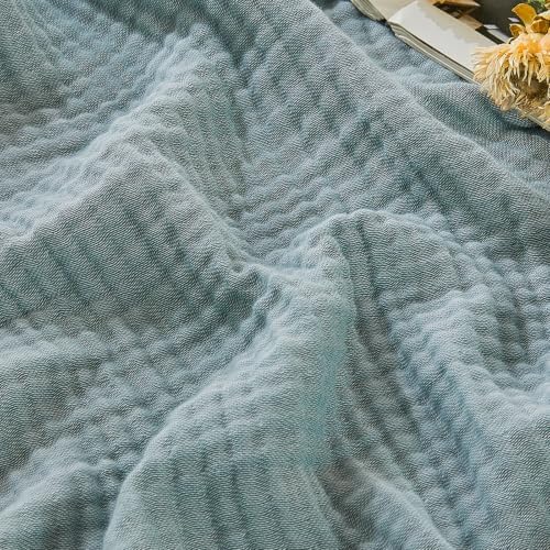 EMME Cotton Muslin King Blanket Bed Layering Bedspread Coverlet Breathable Gauze Blanket Soft Lightweight (Heather Teal, 108"x90") by EMME