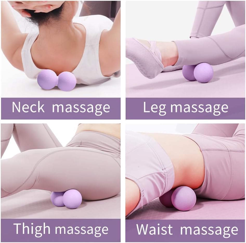 Double Lacrosse & Micro-Elastic Peanut Massage Ball - Myofascial Release Tool for Muscle, Back, Foot, and Physical Therapy, Mobility Roller for Acupressure and Relaxation (Purple) - Image 2