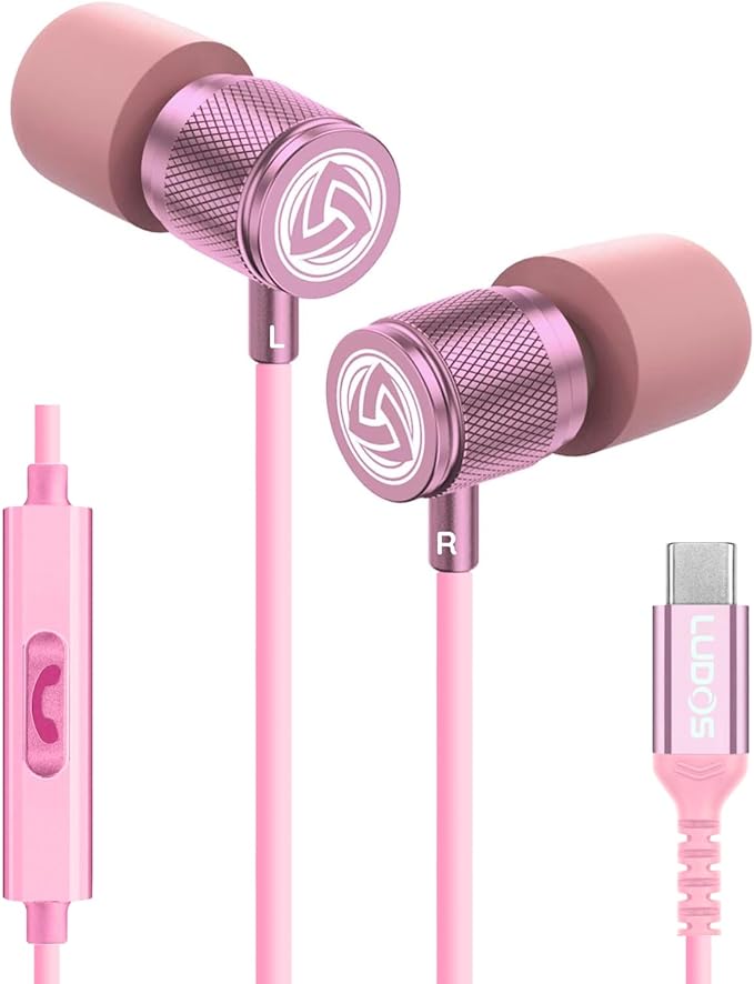 LUDOS Ultra USB C Headphones for iPhone 17 16 15 Pro Max Plus Air iPad Pro, 5 Years Warranty, Magnetic USB-C Earbuds for Samsung Galaxy S24 S23 Ultra S22 S21 FE S20 A55 A54 A53, USB Type C Earphones by Ludos