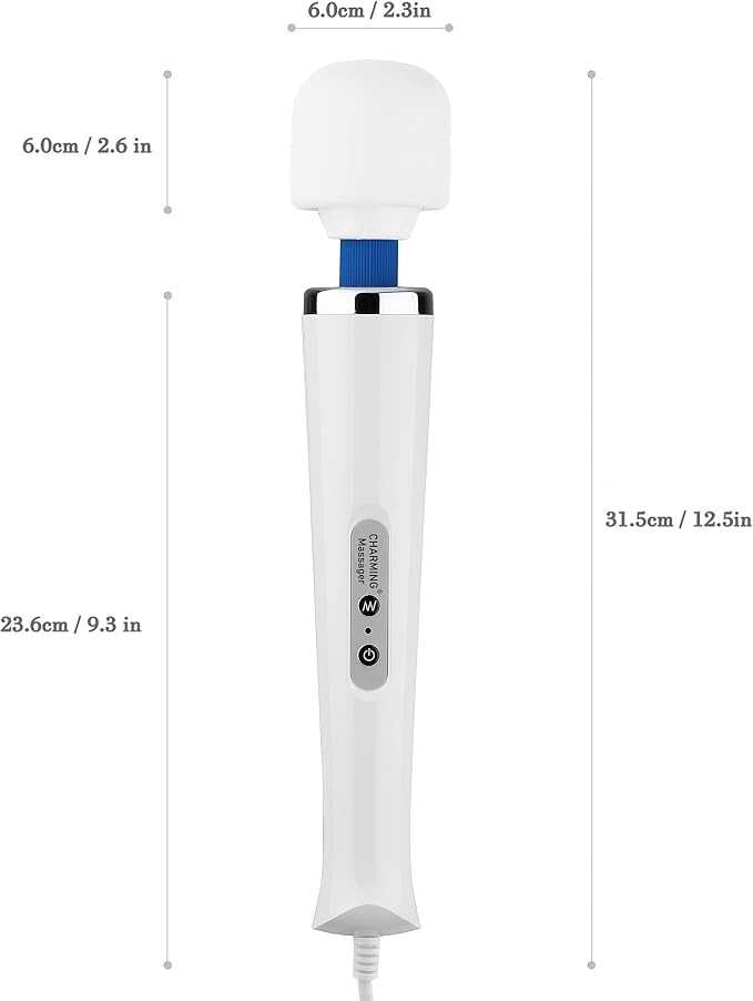 CHARMING 10 Speeds Wired Powerful Handheld Back Massager with Strong Vibration, Personal Therapy Massager for Sports Recovery, Muscle Aches, Full Body Pain (White) - Image 2