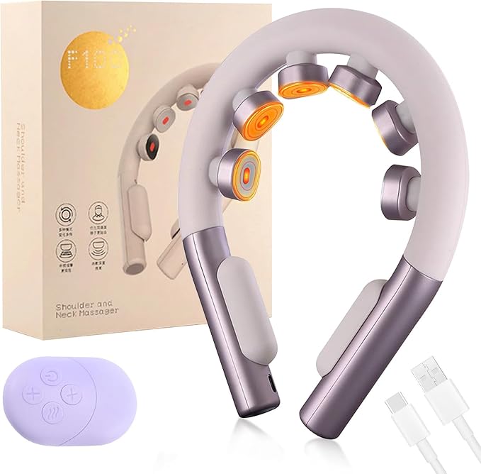 Neck Massager for Pain Relief Deep Tissue with Heat and 10 Massage Patterns & 16 Intensity Steps, Gift for Home or Travel, Purple by Unknown