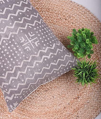 Trade Star 100% Cotton Spring Pillow Cover Handloomed Body Pillow Cover Throw Cushion Cover Decorative Oblong Lumbar Mudcloth Pillow Cases Brethable Handmade Pillow Case (Grey ALMA 14X36 Inch) - Image 4