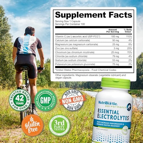 NutriBiotic Essential Electrolytes, 100 Ct Capsules | Supports Increased Performance & Faster Recovery | Pharmaceutical Grade Vitamin C with Electrolytes for Rehydration | Vegan, Gluten-Free & Non-GMO - Image 5