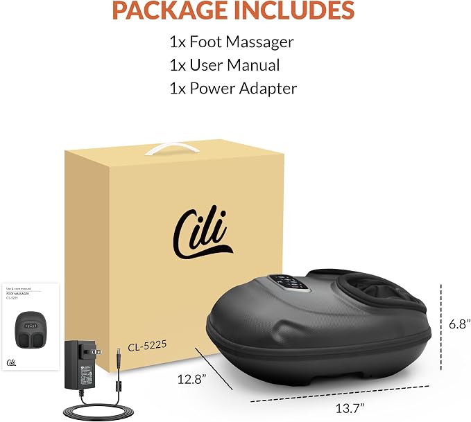 CILI Shiatsu Foot Massager with Heat, Electric Foot Massager with Kneading, Compression & Vibration, Heated Feet Massager with Washable Sleeve, Fits Up to Men’s Size 13 - Image 8