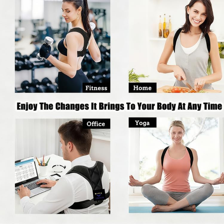 ISMA Posture Corrector for Women & Men, Adjustable Back Brace Posture Corrector, Upper Back & Shoulder Brace, Back Straightener for Better Posture, Breathable Clavicle Support for Everyday Wear - Image 4