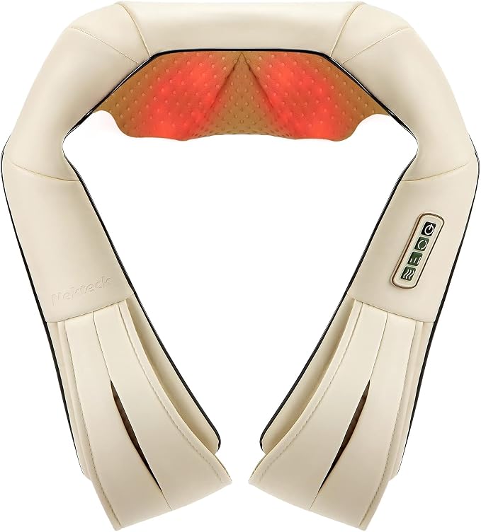 Nekteck Shiatsu Neck Massager with Heat for Pain Relief, NOT Cordless by Nekteck