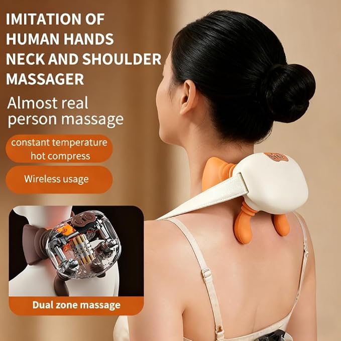 Bionic Heated Massager, Portable Shiatsu Neck and Back Massager, Orange - Image 4