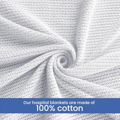 Linteum Textile Supply White Hospital Thermal Blanket 66x90 Inch 100% Cotton, Soft and Cozy, Breathable, Open-Cell Weave Design, All Season Twin Hospital Blanket (2-Pack) - Image 3