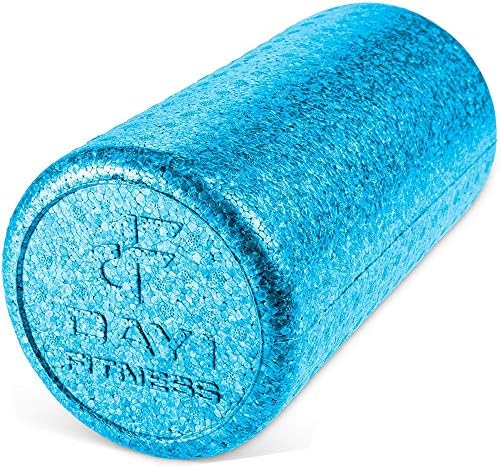 Day 1 Fitness High Density Muscle Foam Rollers - Sports Massage Rollers for Stretching, Physical Therapy, Deep Tissue, Myofascial Release - Ideal for Exercise and Pain Relief – Solid Blue, 12” by Day+1+Fitness