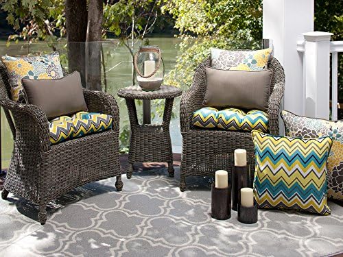 Pillow Perfect Bright Floral Indoor/Outdoor Accent Throw Pillow, Plush Fill, Weather, and Fade Resistant, Floor - 25" x 25", Blue/Tan Lois, 1 Count - Image 3