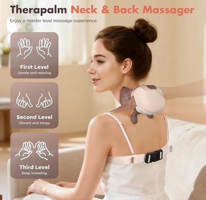 Neck and Shoulder Massager with Heat – Cordless Deep Tissue Shiatsu Back Massager for Pain Relief, Wireless Rechargeable for Home and Office - Image 2