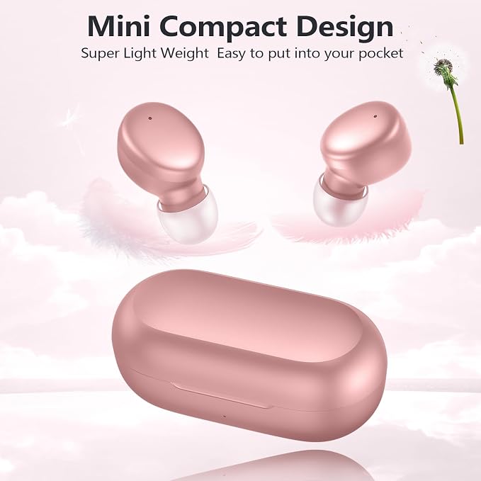 MOZOTER Mini Wireless Earbuds Bluetooth 5.3 in Ear Headphones Headsets | Light Weight,60Hrs Playtime Ear Buds with Charging Case,Smart Touch Control,Premium Sound with Deep Bass for Sport-Pink - Image 6
