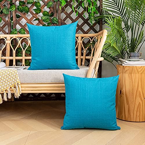 Kevin Textile Outdoor Waterproof 20”x20” Pillow Covers 2 Pack, Peacock Blue - Image 5