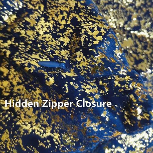 Deeprove Throw Pillow Cover Both Sides Sparkle Foil Print, Bronzing Velvet Hidden Zipper Closure Accent Pillow Cushion Case for Bedroom, Living Room, Sofa, Square 20 x 20 Inches, 1 Pack, Navy Blue - Image 3