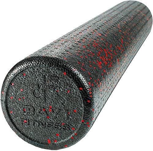 High Density Muscle Foam Rollers by Day 1 Fitness - Sports Massage Rollers for Stretching, Physical Therapy, Deep Tissue, Myofascial Release - Ideal for Exercise and Pain Relief - Speckled Red, 36” by Day+1+Fitness