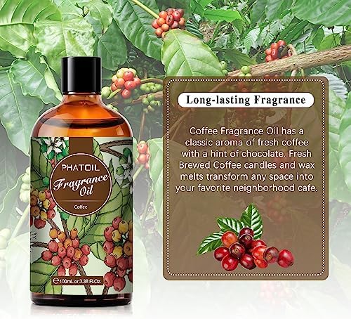 PHATOIL 3.38FL.OZ Coffee Fragrance Oils for Aromatherapy, Essential Oils for Diffusers for Home, Perfect for Diffuser, DIY Candle and Soap Making, DIY Scented Products - 100ml - Image 3
