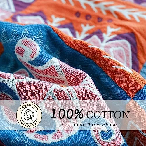 MSGKV Boho Throw Blanket 60"x80" 100% Cotton Checkered Throw for Couch - Image 2