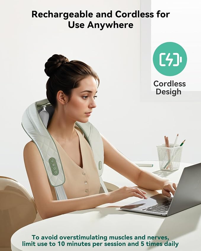 Snailax Cordless Shiatsu Neck & Shoulder Massager with Heat, FSA Eligible - Image 3
