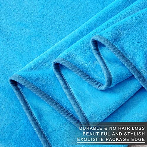Polar Fleece Blankets Queen Size Light Blue for The Bed Extra Soft Brush Fabric Super Warm Sofa Blanket 90" x 90"(Lake Blue Queen) - Image 6