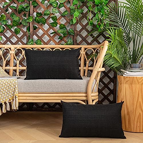 Kevin Textile Outdoor Waterproof 12”x20” Lumbar Pillow Covers 2 Pack, Black - Image 4