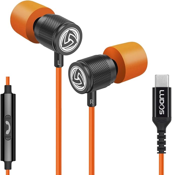LUDOS Ultra USB C Headphones for iPhone 17 16 15 Pro Max Plus Air iPad Pro, 5 Years Warranty, Magnetic USB-C Earbuds for Samsung Galaxy S24 S23 Ultra S22 S21 FE S20 A55 A54 A53, USB Type C Earphones by Ludos