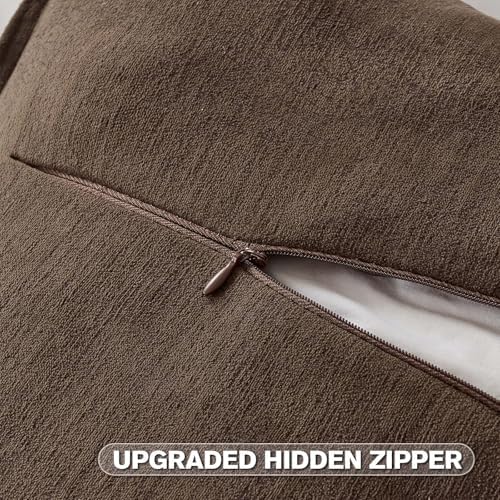 FUTEI Pack of 2 Chenille Throw Pillow Covers 16x16 Inch, Dark Coffee - Image 3