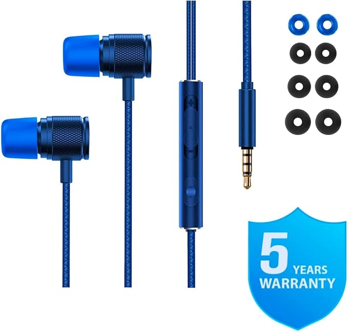 LUDOS Ultra Wired Earbuds in-Ear Headphones, 5 Years Warranty, Earphones with Microphone, Noise Isolating Ear Buds, Memory Foam for iPhone, Samsung, School Students, Kids, Women, Small Ears - Blue - Image 6