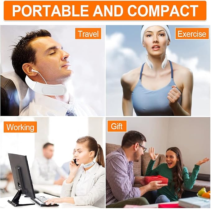 Intelligent Portable Neck Massager with Heat for Pain Relief, Cordless Pulse Neck Massager with Voice Broadcast & 6 Modes 16 Levels Intensity Massage for Office Home Outdoor Use - Image 5